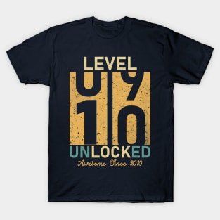 Level 10 Unlocked Awesome Since 2010 10th Birthday Gift T-Shirt